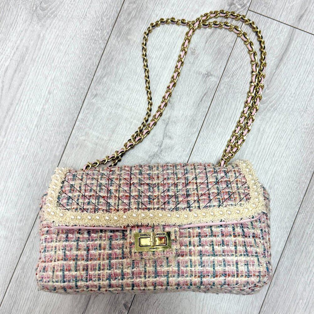 Karl Lagerfeld Paris Tweed Shoulder Bag